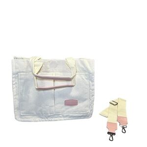 Women’s Corduroy Tote Shoulder Bag, Ivory